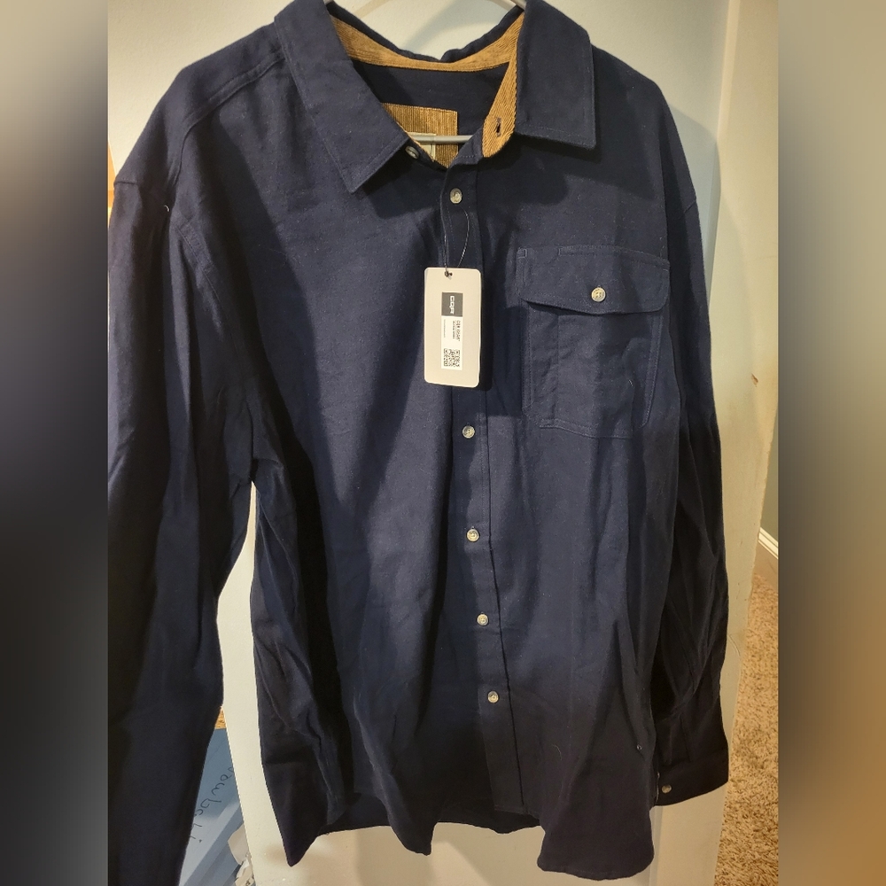 Navy Blue Casual Button Down Shirt with Collar and Soft Fabric XLTall